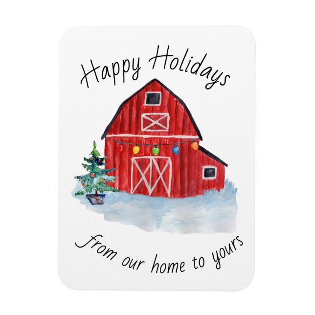 Christmas Red Barn Customisable  Magnet (Vertical)
