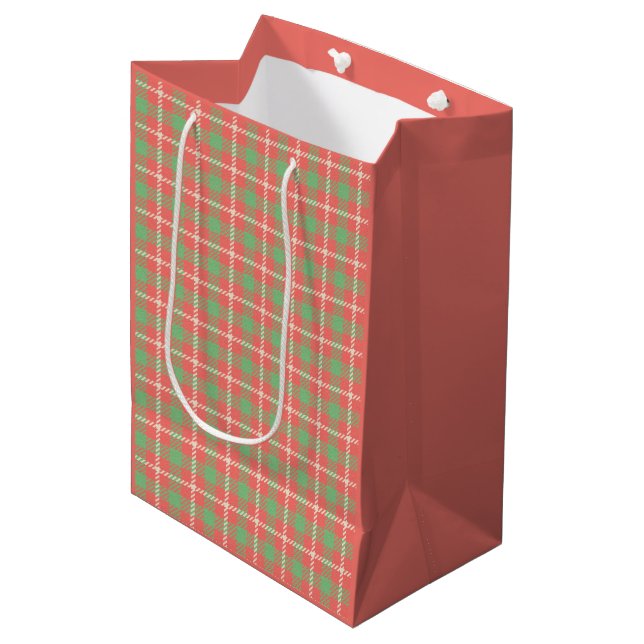 Christmas red-based Plaid  Medium Gift Bag (Front Angled)