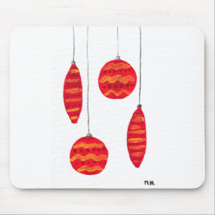 Christmas red baubles mouse pad