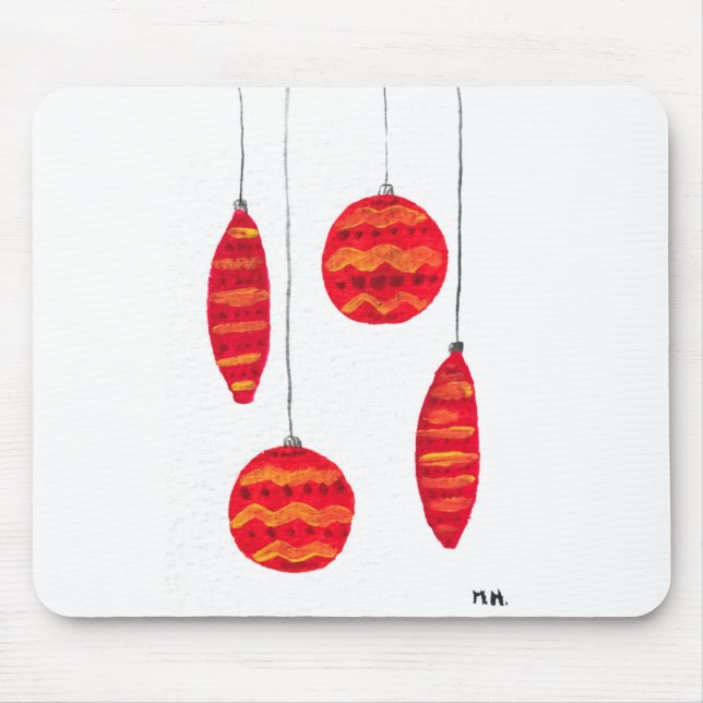 Christmas red baubles mouse pad (Front)