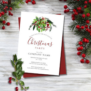 Christmas Red Berries Corporate Holiday Party Invitation