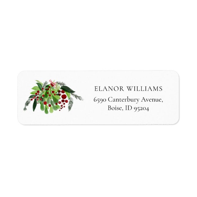 Christmas Red Berries Greenery Holiday  Return Address Label (Front)