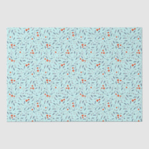 Christmas red berries pattern modern trendy mint tissue paper