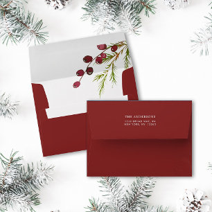 Christmas Red Berries Pre-Printed Address 5x7 Envelope