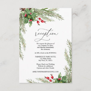 Christmas Red Berries Reception Enclosure Card