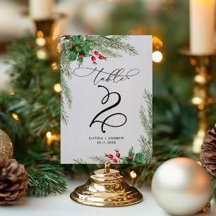 Christmas Red Berries Table 2 Wedding Table Number