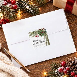 Christmas Red Berries Wedding Sticker