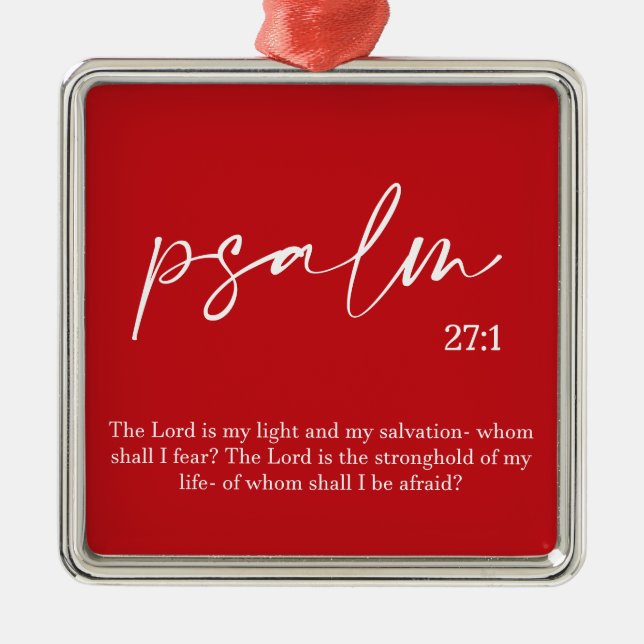 Christmas Red Bible Verse  Metal Ornament (Front)