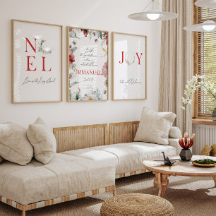 Christmas red bible verse watercolor poster