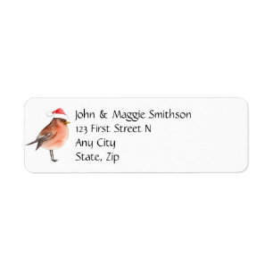 Christmas Red Bird Animal Fun Holiday Art Return Address Label