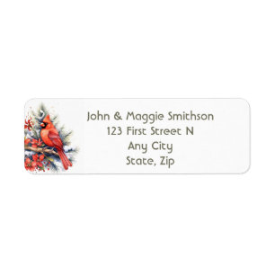 Christmas Red Bird Cardinal Tree Return Address Label