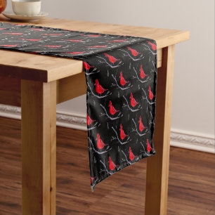 Christmas Red Bird Cardinal Winter Watercolor Short Table Runner