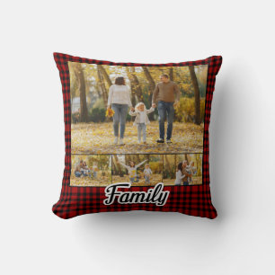 Christmas Red Black Buffalo Plaid Country Cosy Cushion
