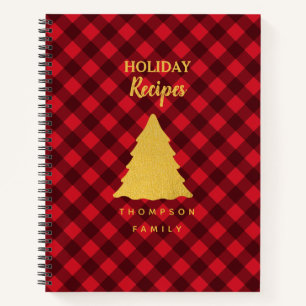 Christmas Red & Black Buffalo Plaid Family Recipes Notebook