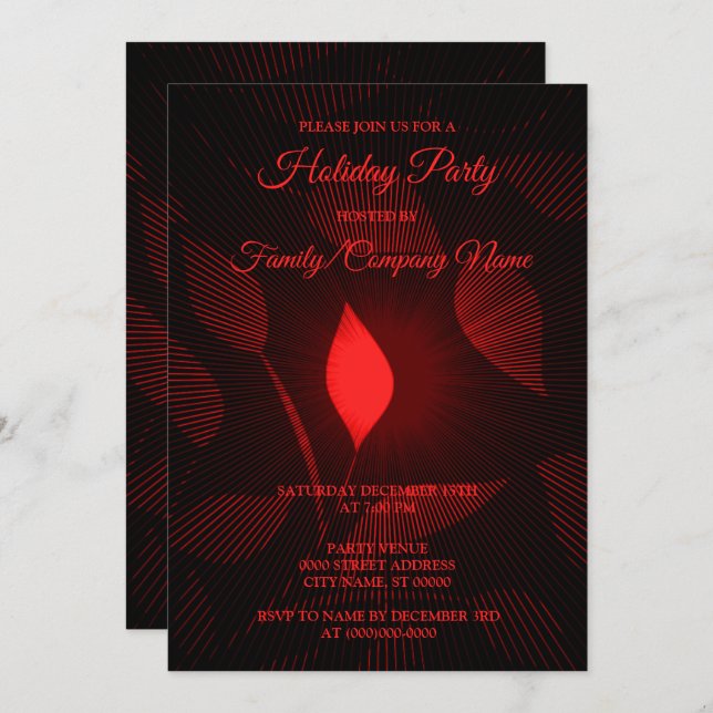 Christmas Red Black Elegant Holidays Invitation (Front/Back)