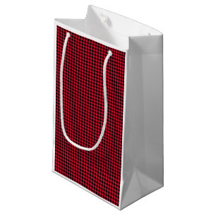 Christmas Red Black Gingham Check Pattern Classic Small Gift Bag