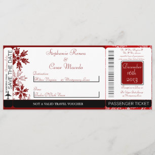 Christmas Red  Boarding Pass Wedding Invitation