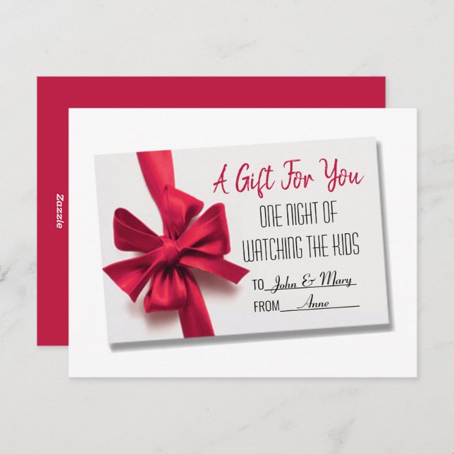 Christmas Red Bow Gift Card (Front/Back)