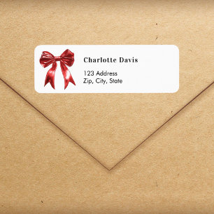 Christmas red bow return address label