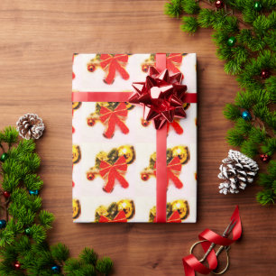 Christmas red bows wrapping paper