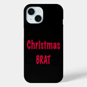 Christmas Red Brat On Black iPhone 15 Case