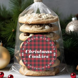 Christmas Red Buffalo Check Homemade Baking Gift Classic Round Sticker<br><div class="desc">Custom-designed festive baking gift stickers and labels featuring personalised text on Christmas red buffalo plaid. Perfect for homemade baked goods,  crafts,  gifts,  and more.</div>