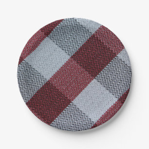 Christmas Red Buffalo Plaid Pattern Paper Plate