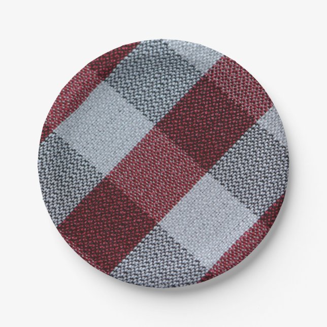 Christmas Red Buffalo Plaid Pattern Paper Plate (Front)