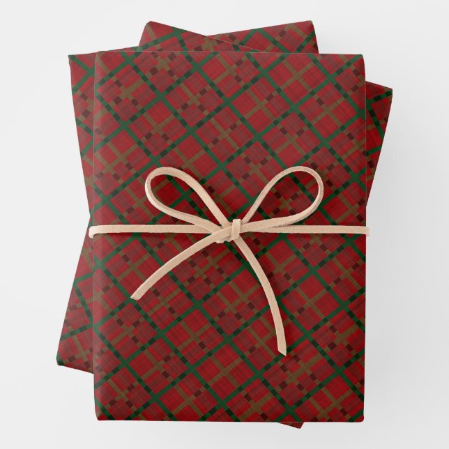 Christmas Red Buffalo Plaid Wrapping Paper Sheet (In situ)