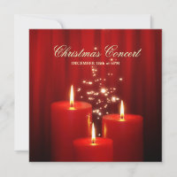 Christmas Red Candles concert invitation