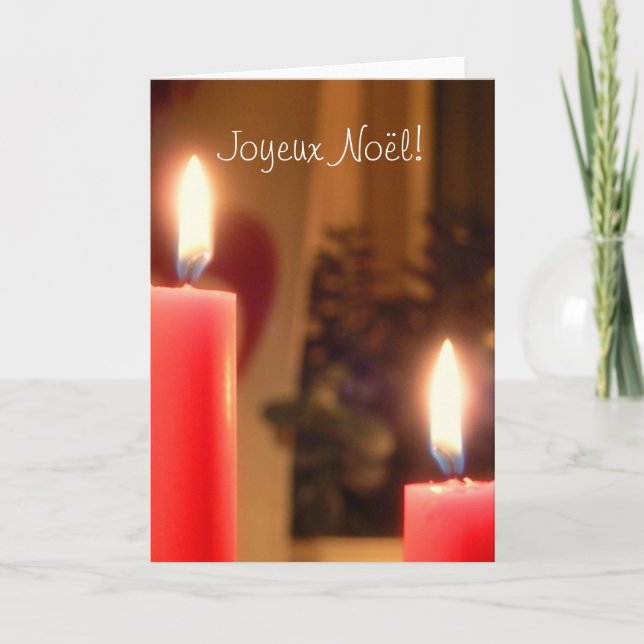 Christmas Red candles greeting card (Front)