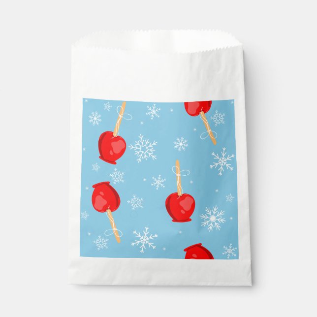 christmas red candy apples blue  favour bag (Front)