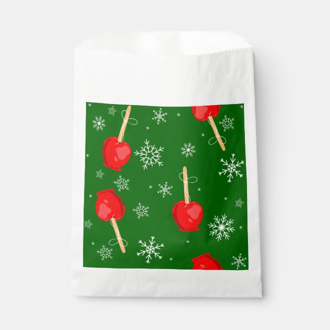 christmas red candy apples green  favour bag (Front)