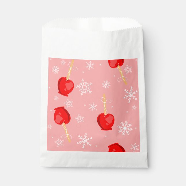 christmas red candy apples pink  favour bag (Front)