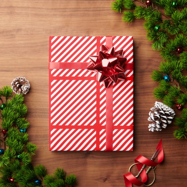 christmas red candy stripe wrapping paper (Holiday Gift)