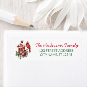 Christmas Red Cardinal and Berries Return Address Label