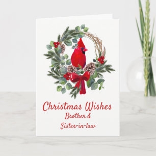Christmas Red Cardinal  Brother Sister in Law Holiday Card