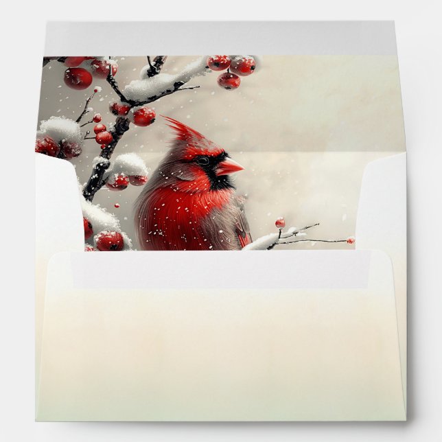 Christmas Red Cardinal Holiday Envelope (Back (Bottom))