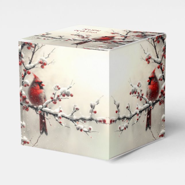 Christmas Red Cardinal Holiday Gift Box (Front Side)