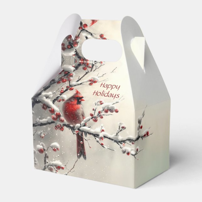 Christmas Red Cardinal Holiday Gift Box (Front Side)