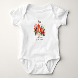 Christmas Red Cardinal Jesus Reason for Season Baby Bodysuit