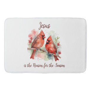 Christmas Red Cardinal Jesus Reason for Season Bath Mat