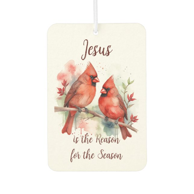 Christmas Red Cardinal Jesus Reason for Season Car Air Freshener (Front)
