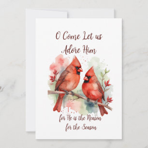 Christmas Red Cardinal Jesus Reason for Season  Holiday Card