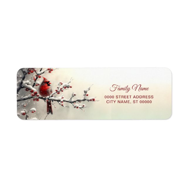 Christmas Red Cardinal Return Address Lab Label (Front)