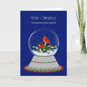 Christmas Red Cardinal Snow-Globe, Someone Special Card