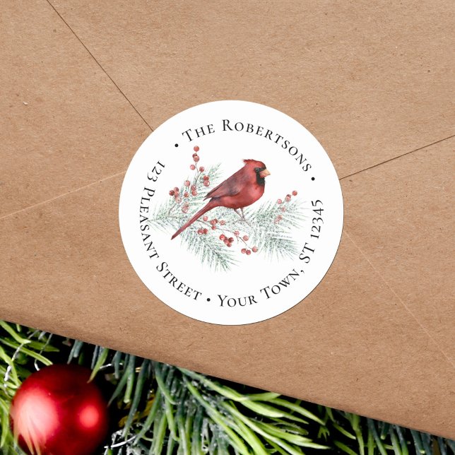 Christmas Red Cardinal Winter Return Address Label (Creator Uploaded)