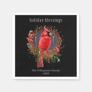 Christmas Red Cardinal Yule Solstice Boho Holiday Napkin