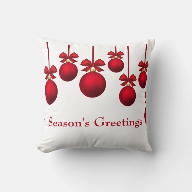 Christmas Red Christmas Balls with Ribbon Cushion (Front)