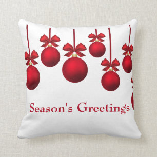 Christmas Red Christmas Balls with Ribbon Cushion